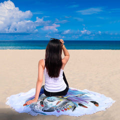 Couverture Plage Ronde Design Cheval Indien