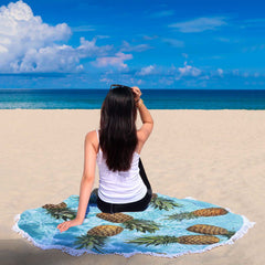 Couverture Plage Ronde Design Ananas