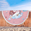 Image of Couverture De Plage Ronde Good Vibes Licorne Unicorn Beach Blanket Custom Made