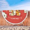 Image of Chien Couverture De Plage Ronde I Love Dogs Beach Blanket Custom Made