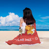 Image of Chien Couverture De Plage Ronde I Love Dogs Beach Blanket Custom Made