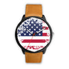 Image of Mens 40Mm / Brown Amerique Drapeau Les Montres Fantaisies Montre Montre Aiguille Fantaisie Watch Custom Made