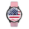 Image of Mens 40Mm / Pink Amerique Drapeau Les Montres Fantaisies Montre Montre Aiguille Fantaisie Watch Custom Made