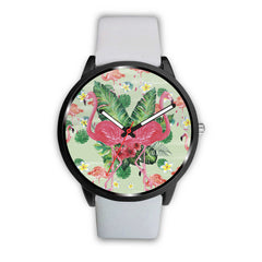 Mens 40Mm / White Animaux Flamant Rose Girly Les Montres Fantaisies Montre Watch Custom Made