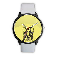 Mens 40Mm / White Animaux Bouledogue Chien Les Montres Fantaisies Montre Watch Custom Made