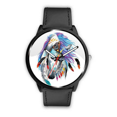 Mens 40Mm / Black Animaux Cheval Indien Les Montres Fantaisies Montre Watch Custom Made