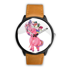 Mens 40Mm / Brown Animaux Fleur Girly Les Montres Fantaisies Licorne Watch Custom Made