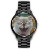 Image of Mens 40Mm / Metal Link Animaux Chat Les Montres Fantaisies Montre Montre Aiguille Fantaisie Watch Custom Made