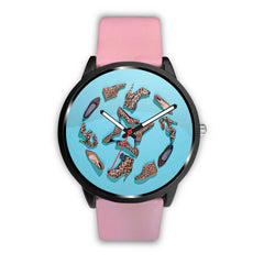 Mens 40Mm / Pink Chaussure Fashion Girly Leopard Les Montres Fantaisies Watch Custom Made