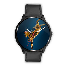 Mens 40Mm / Black Animaux Chat Les Montres Fantaisies Montre Montre Aiguille Fantaisie Watch Custom Made