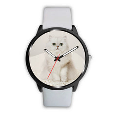 Mens 40Mm / White Animaux Chat Les Montres Fantaisies Montre Montre Aiguille Fantaisie Watch Custom Made