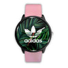 Image of Mens 40Mm / Pink Adidas Les Montres Fantaisies Montre Feuille Bambou Montre Adidas Montre Aiguille Fantaisie Watch Custom Made