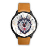 Image of Mens 40Mm / Brown Animaux Chien Husky Les Montres Fantaisies Marbre Watch Custom Made