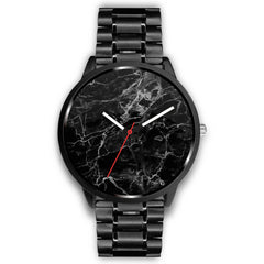 Mens 40Mm / Metal Link Black Marble Les Montres Fantaisies Marbre Noire Montre Black Marble Montre Aiguille Fantaisie Watch Custom Made