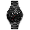 Image of Mens 40Mm / Metal Link Black Marble Les Montres Fantaisies Marbre Noire Montre Black Marble Montre Aiguille Fantaisie Watch Custom Made