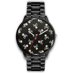 Mens 40Mm / Metal Link Fashion Les Montres Fantaisies Montre Black Skulls Montre Aiguille Fantaisie Montre Bague Fantaisie Watch Custom Made