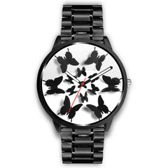 Mens 40Mm / Metal Link Fashion Girly Les Montres Fantaisies Montre Papillon Black Montre Aiguille Fantaisie Watch Custom Made