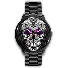 Mens 40Mm / Metal Link Girly Les Montres Fantaisies Montre Rose Skulls Black Montre Aiguille Fantaisie Montre Bague Fantaisie Watch Custom