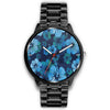 Image of Mens 40Mm / Metal Link Bleu Fleur Fleur Bleu Les Montres Fantaisies Montre Aiguille Fantaisie Watch Custom Made