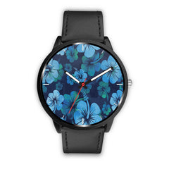Mens 40Mm / Black Bleu Fleur Fleur Bleu Les Montres Fantaisies Montre Aiguille Fantaisie Watch Custom Made