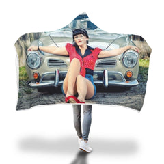 Photo Pin-Up Pin-Up Hooded Blanket Custom Made